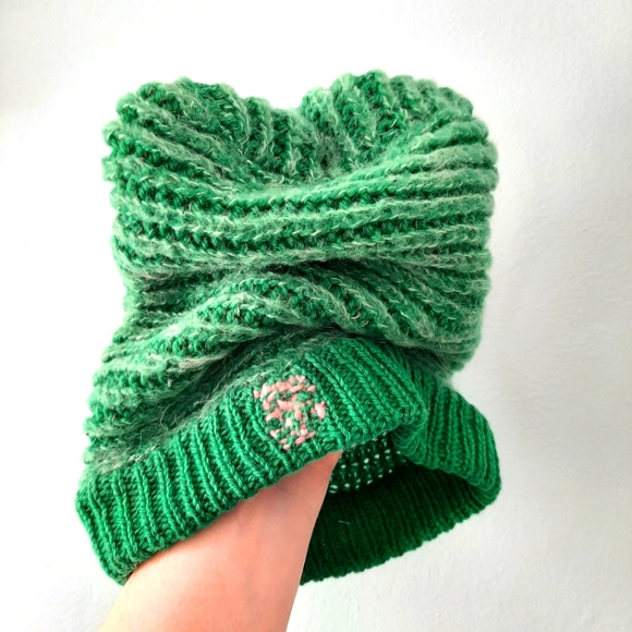 Vintage Accessories Vintage Wool Knit Green Winter Toque Hat Mended